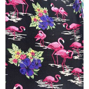 "Flamingo Road" Cotton Fabric Marcus Brothers 18" x44" Black Hibiscus Flamingo P